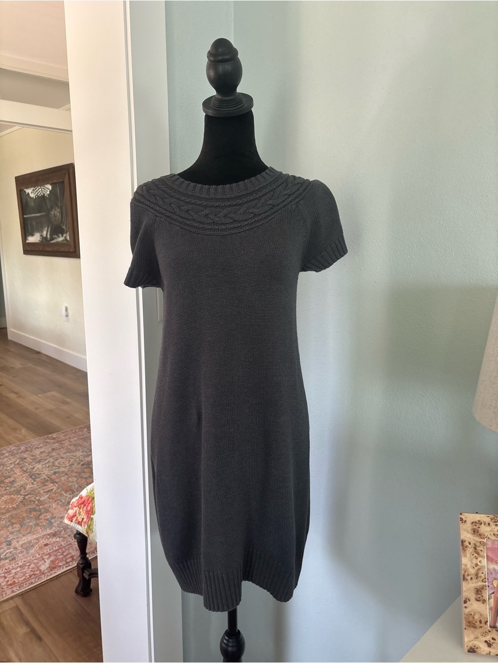 Daisy Fuentes Charcoal Grey Knit Mini sweater Dress size medium